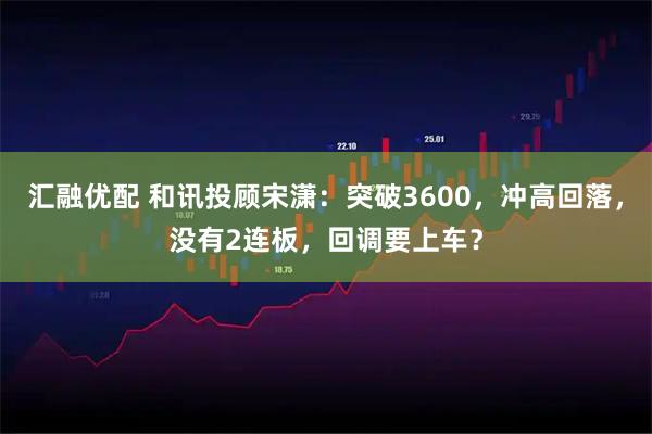 汇融优配 和讯投顾宋潇：突破3600，冲高回落，没有2连板，回调要上车？